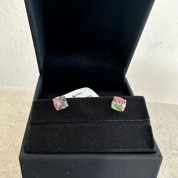 Mystic Topaz 14k Gold Pierced Earrings - Picture 7 of 10